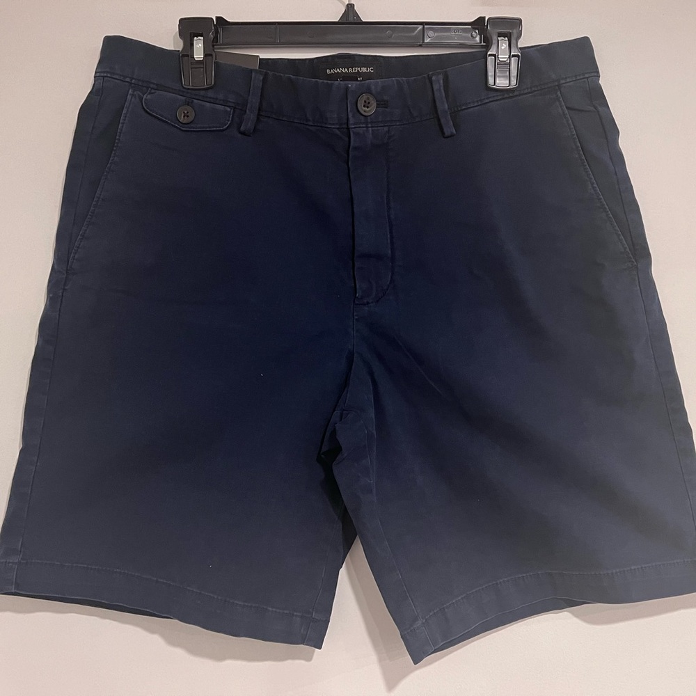 NWT Men's Banana Republic Blue Lived In Chino Shorts Size 34 Slim Fit 9” Inseam